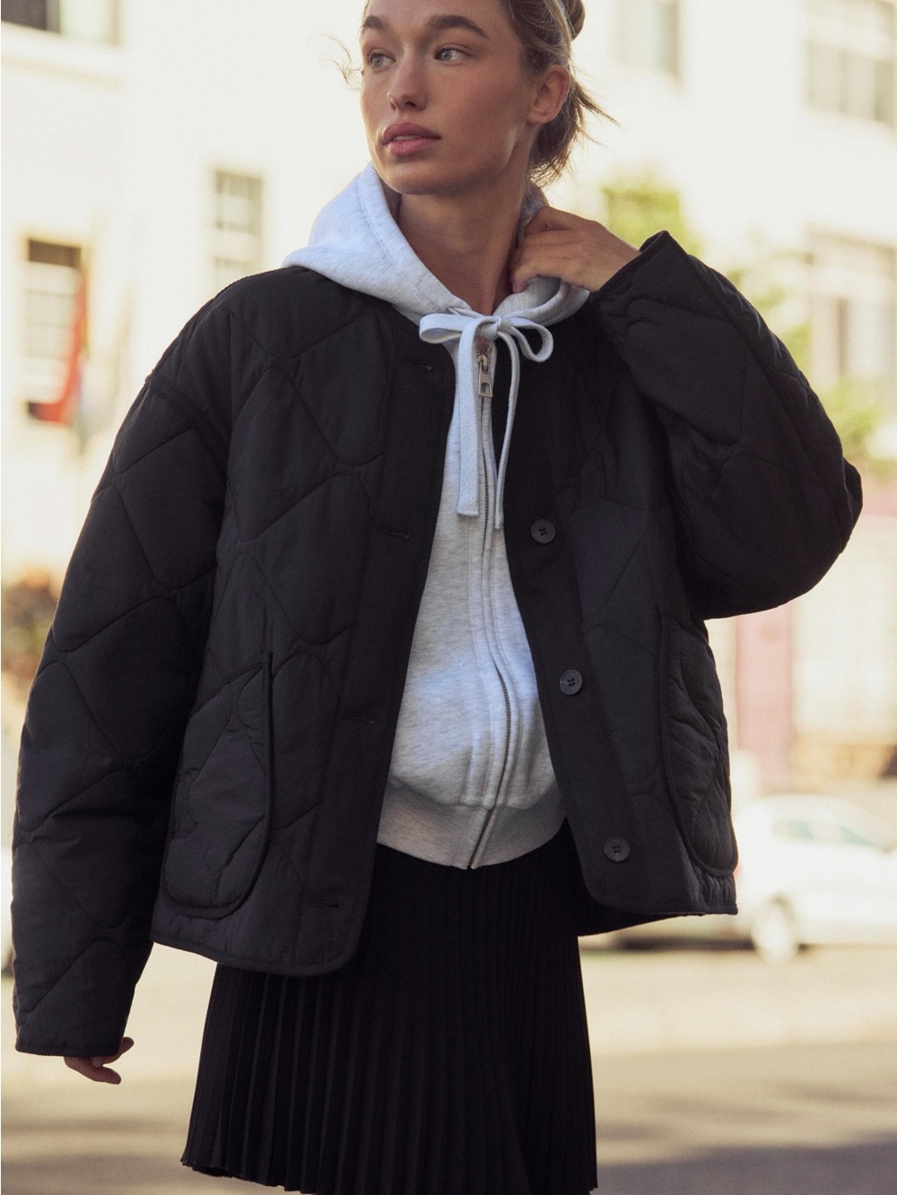 Zara Water Repellant Puffer Jacket Black